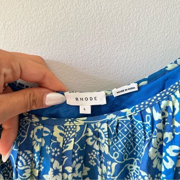 RHODE Lea Belted Floral Cotton Blue Dress - Picture 6 of 8